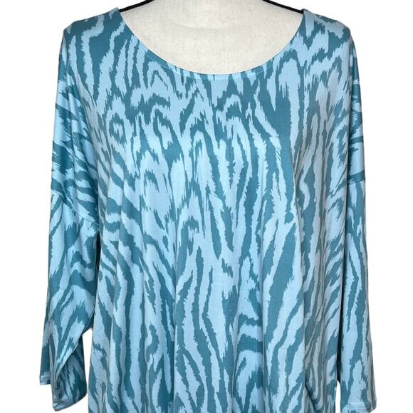 Bobeau Zebra Striped Blue & White Shirt Size 2X - Picture 3 of 7